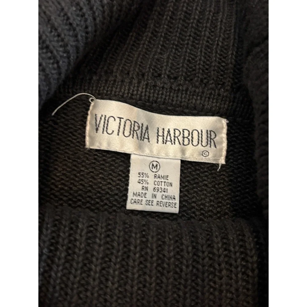 VTG Victoria Harbour Sweater Womens Medium Black Beaded Cowl Neck Embellished